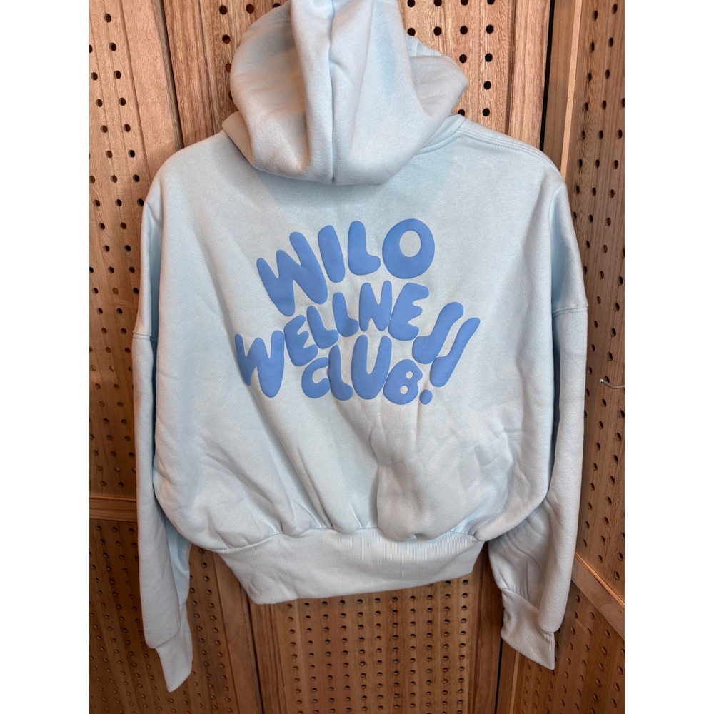 Wilo The Label Wellness Club Crop Zip Hoodie Blue W5J355NBB-M Womens Medium NWT - Picture 2 of 8
